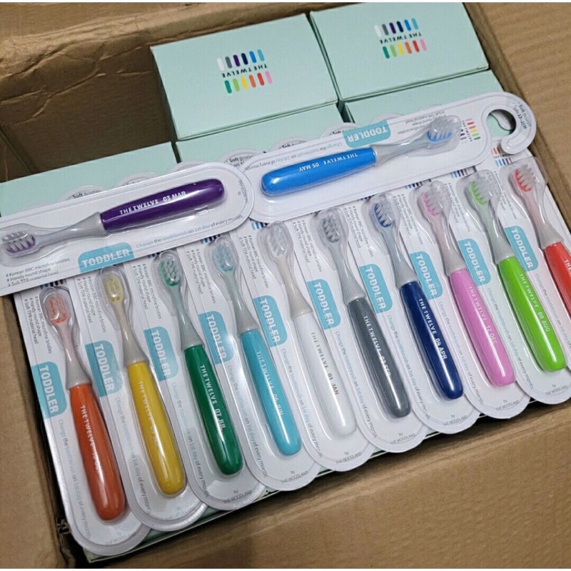 Bàn chải The Twelve Hàn Quốc lông tơ mềm cho bé, bàn chải cao cấp cho bé 1-3 tuổi Korea