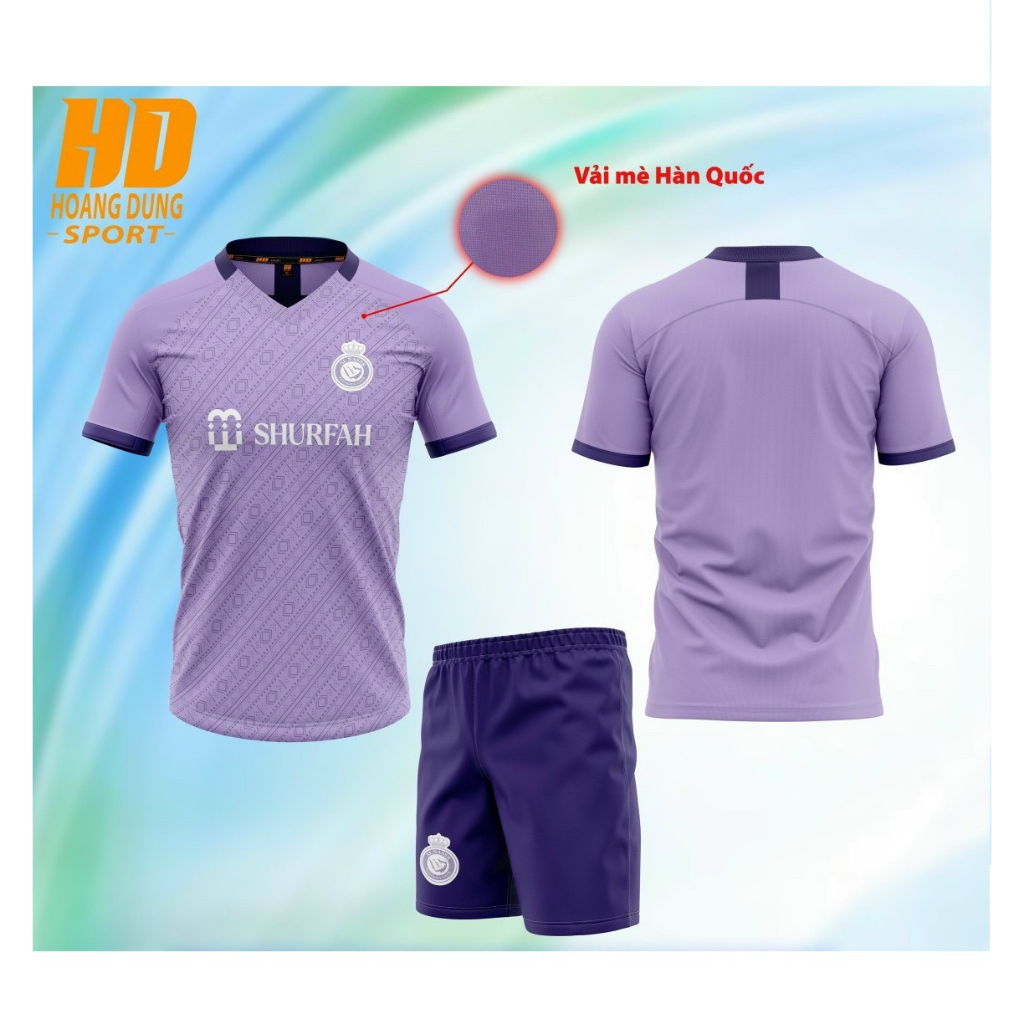 Bộ quần áo bóng đá Al Nassr tím khoai môn thun mè HD 2023
