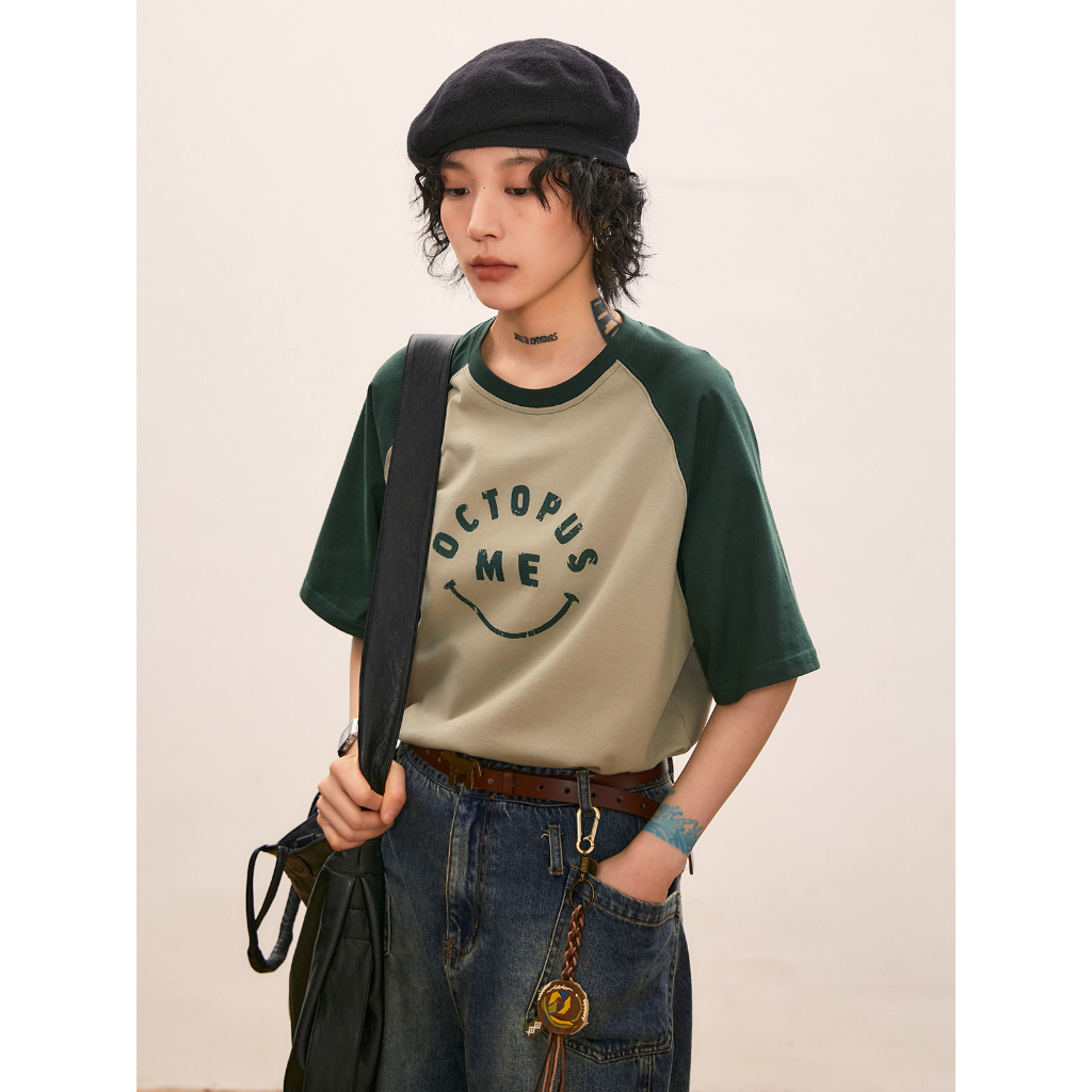 Áo thun RAGLAN tay lỡ oversized phối tay THE ZOOZ nam nữ unisex form rộng 100% cotton 255 gram OCTOPUS ME
