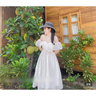 [ NEW ]VÁY VOAN BÈO HỞ VAI SIZE S-M NHỎ MẶC XINH