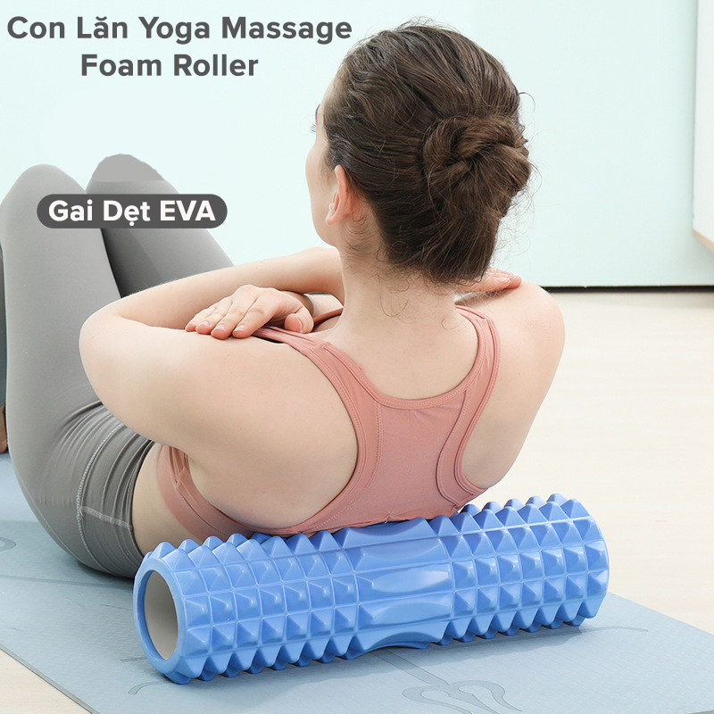 [Loại Ngắn 33cm] Con Lăn Yoga Massage Foam Roller - Ống Trụ Lăn Xốp Tập Thể Thao Giãn Cơ Gai Nhọn Chính Hãng Amalife