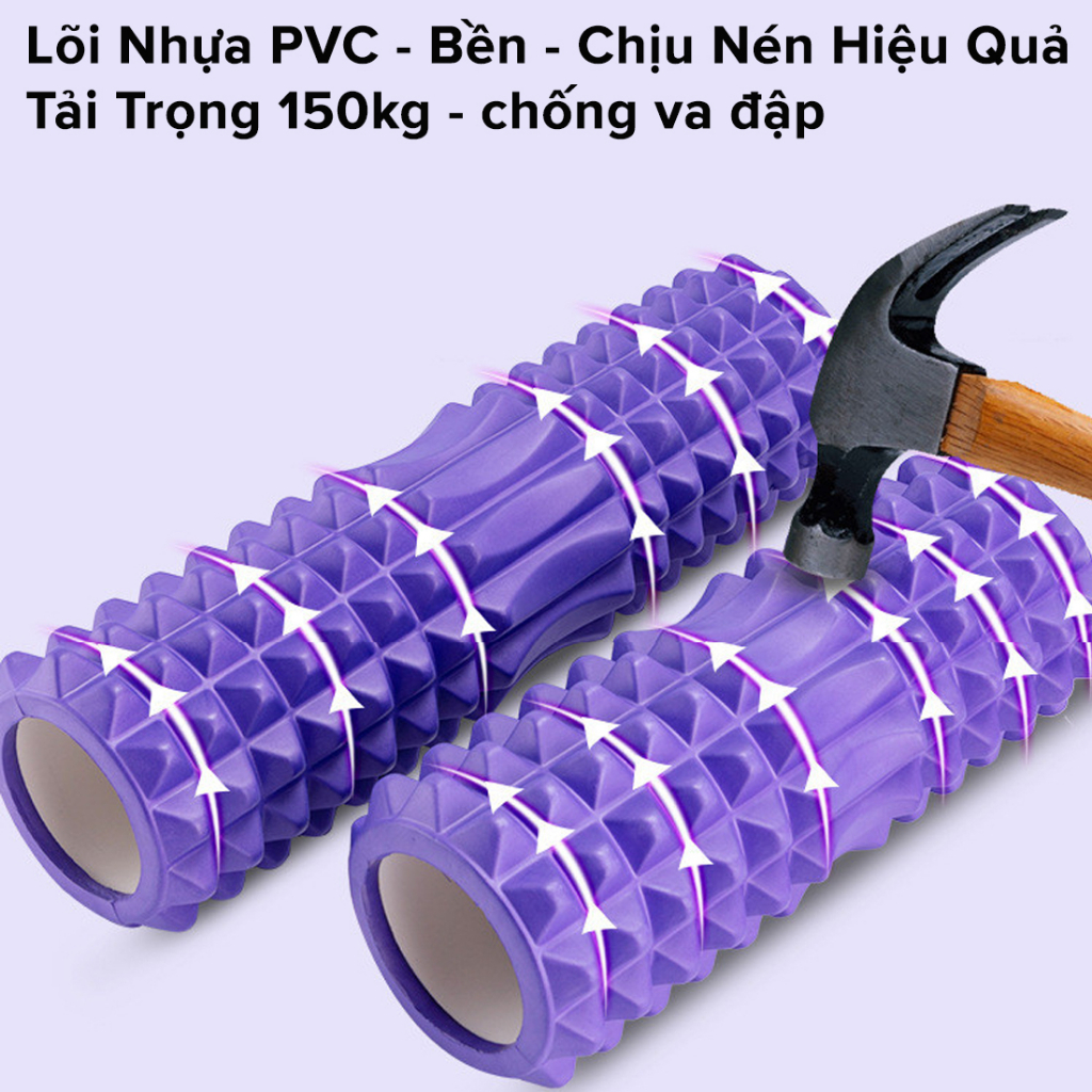 [Loại Ngắn 33cm] Con Lăn Yoga Massage Foam Roller - Ống Trụ Lăn Xốp Tập Thể Thao Giãn Cơ Gai Nhọn Chính Hãng Amalife