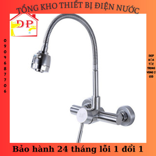 Vòi rửa chén| Vòi rửa bát inox cắm tường cần mềm cao 2 chế độ nước cấp VRB18 kèm đôi chân chữ Z