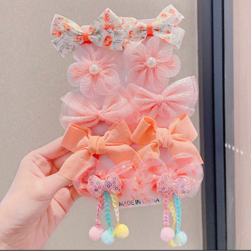 Set 10kẹp tóc nơ cánh tiên xinh xắn cho bé gái