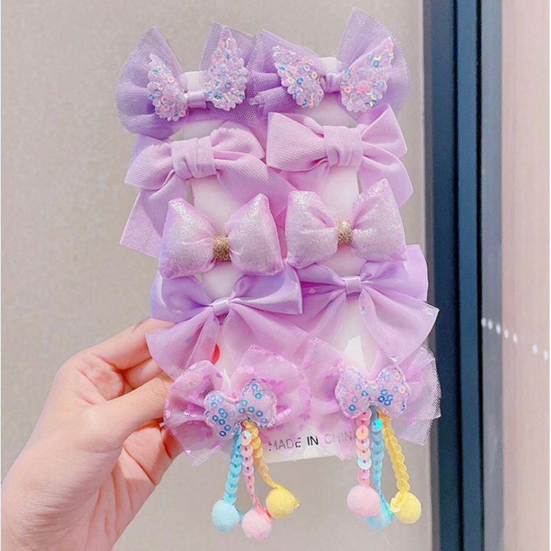 Set 10kẹp tóc nơ cánh tiên xinh xắn cho bé gái
