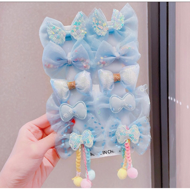 Set 10kẹp tóc nơ cánh tiên xinh xắn cho bé gái