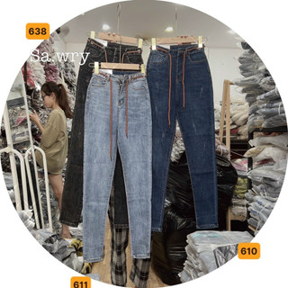 Quần jean nữ rách lưng cao skinny ôm dáng, quần bò nữ đẹp co giãn thời trang A-T Fashion - MQ522