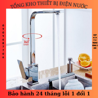 Vòi rửa bát nóng lạnh vuông bóng cao cấp VRB15 tặng đôi dây cấp inox