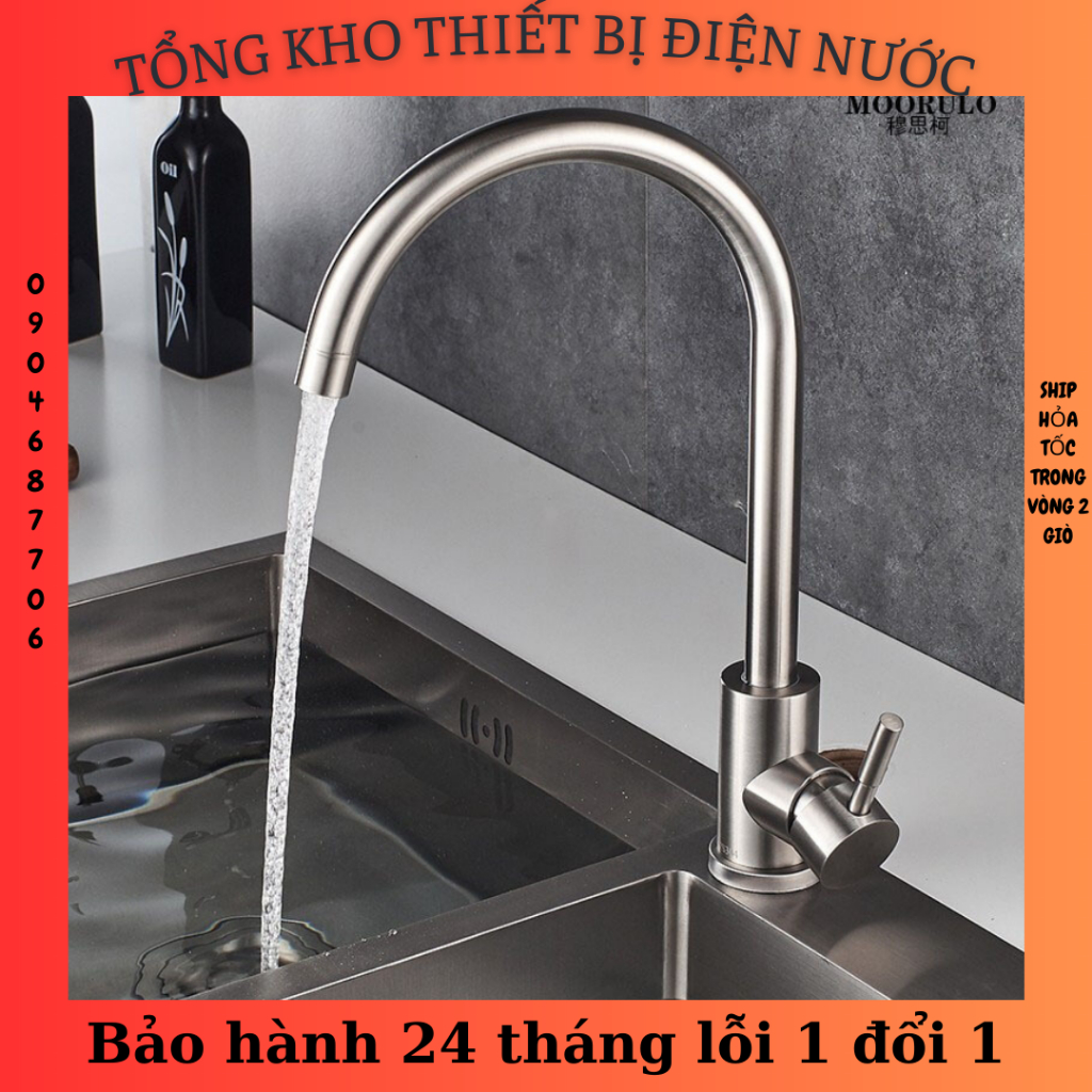 Vòi Rửa Bát Nóng Lạnh Inox 304 Giormani VRB03 tặng đôi dây cấp nước inox