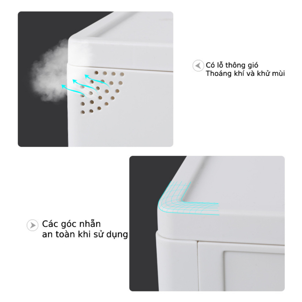 Combo hộp giày thiết kế thông minh kéo trượt, tủ đựng giày xếp chồng làm từ nhựa cứng cao cấp