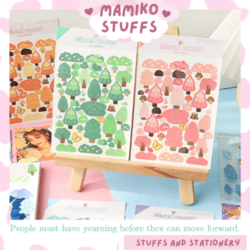 Sticker trang trí toploader chủ đề khu rừng nhiều màu (set 2 tờ)