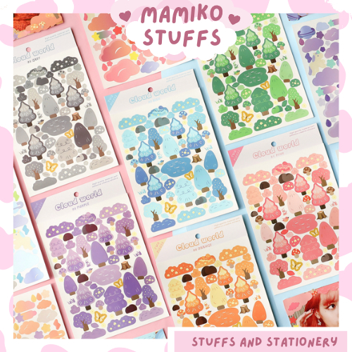 Sticker trang trí toploader chủ đề khu rừng nhiều màu (set 2 tờ)