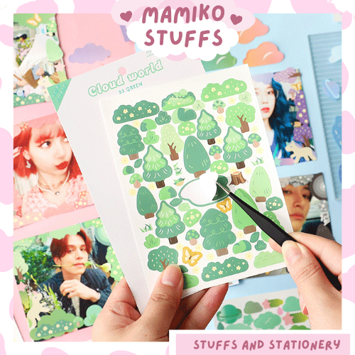 Sticker trang trí toploader chủ đề khu rừng nhiều màu (set 2 tờ)