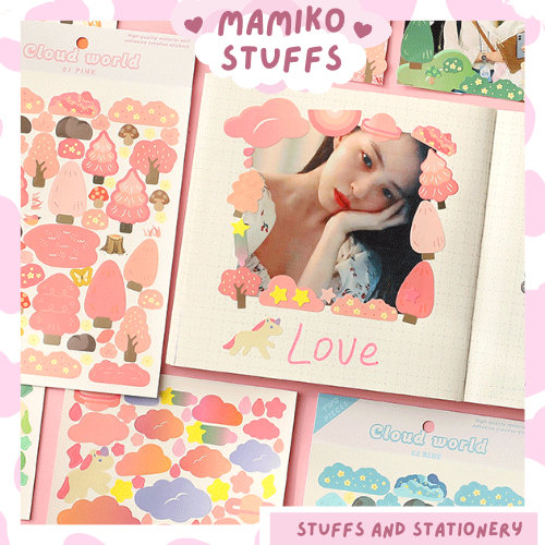 Sticker trang trí toploader chủ đề khu rừng nhiều màu (set 2 tờ)