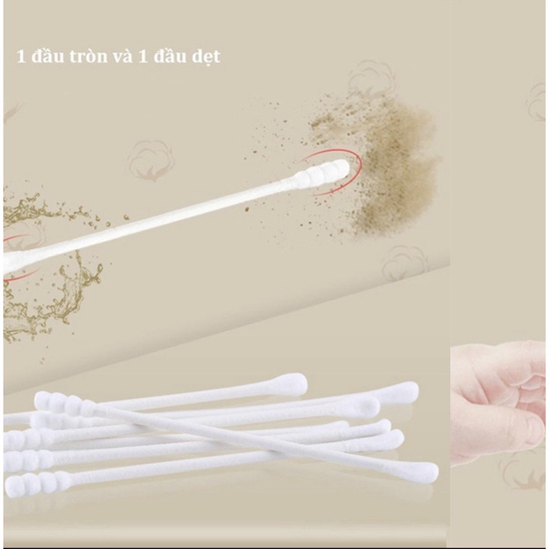 Tăm bông cho bé sơ sinh được làm từ bông tự nhiên hộp 400 que Misuta, hộp V-coool 200 que