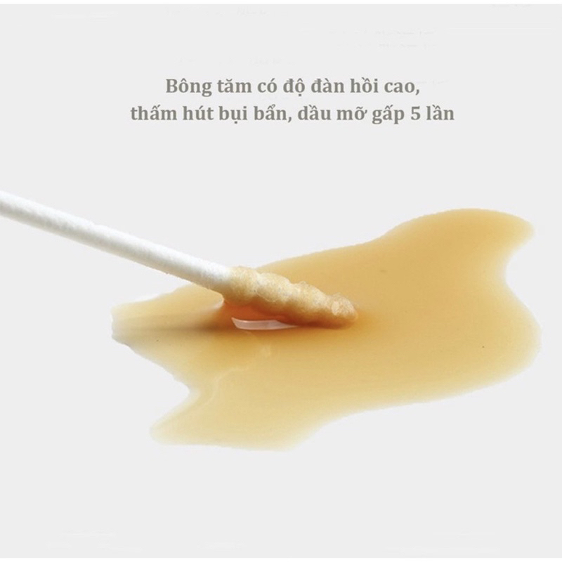 Tăm bông cho bé sơ sinh được làm từ bông tự nhiên hộp 400 que Misuta, hộp V-coool 200 que