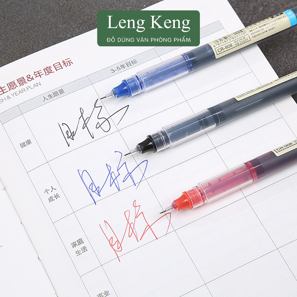 Bút gel nước ống lớn văn phòng phẩm Leng Keng ngòi 0.5mm 3 màu xanh đen đỏ B51