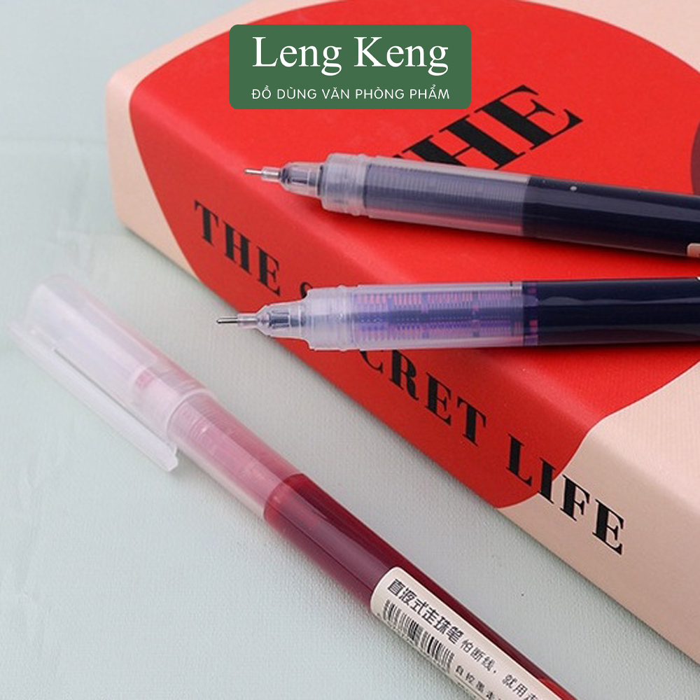 Bút gel nước ống lớn văn phòng phẩm Leng Keng ngòi 0.5mm 3 màu xanh đen đỏ B51