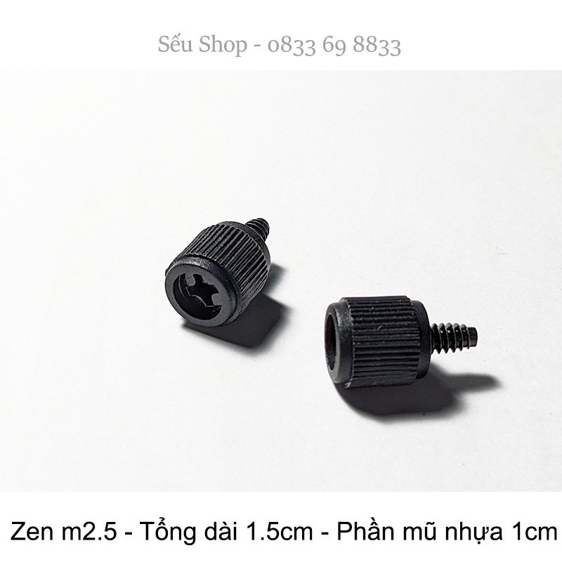 Ốc vặn tay vỏ cây mũ nhựa màu đen - có mũ 4 cạnh dài 1.5cm
