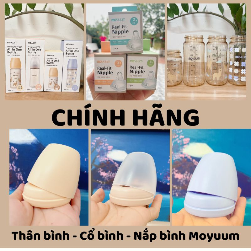 [Đủ màu] Thân - Cổ - Nắp - Van - Núm ti cho bình sữa Moyuum Hàn Quốc 170ml/270ml