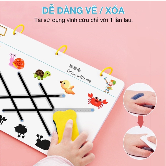 Tập tô vẽ thông minh xóa được 64 trang - Đồ chơi Giáo dục toàn diện Montessori cho bé