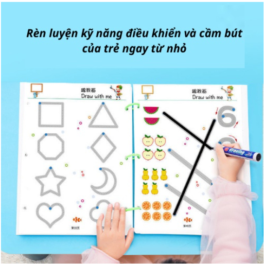 Tập tô vẽ thông minh xóa được 64 trang - Đồ chơi Giáo dục toàn diện Montessori cho bé