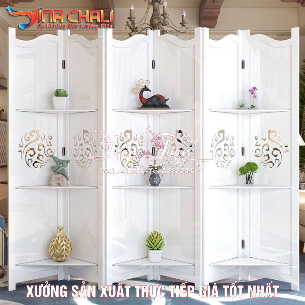 Vách Ngăn Phòng Spa, Vách Ngăn Trang Trí, Vách Bình Phong Hoa Văn Đơn Giản - Gỗ Nhựa PVC Cao Cấp - CLV01