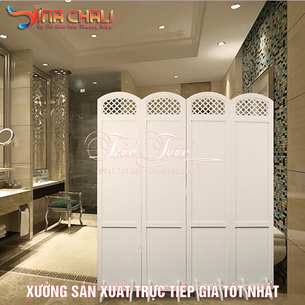 Vách Ngăn Spa, Vách Ngăn Phòng, Vách Ngăn Trang Trí, Vách Ngăn Bình Phong - Gỗ Nhựa PVC Cao Cấp - CLV05