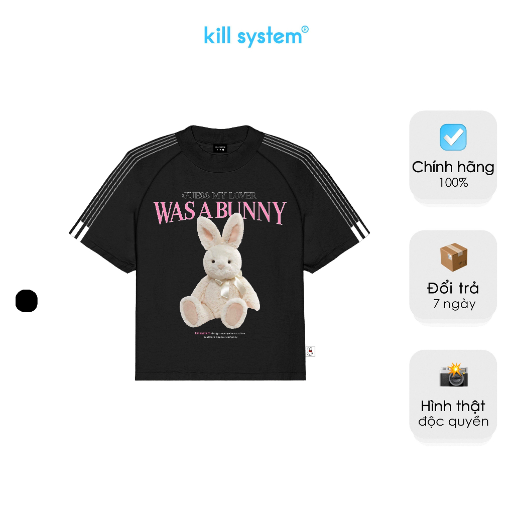 Áo thun form fit Kill System Bunny Club màu đen chất vải cotton