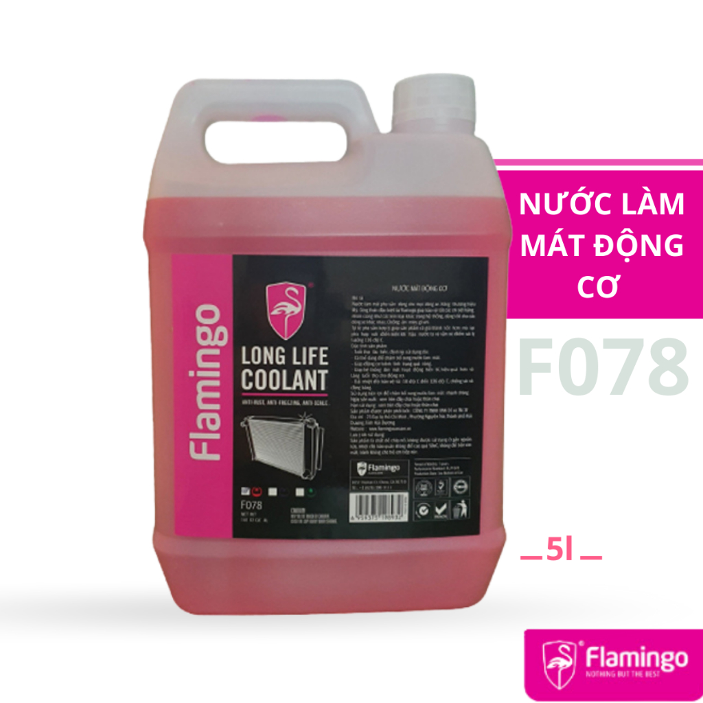 Nước làm mát động cơ ô tô màu đỏ Flamingo F078 5 lít - Hãng Phân Phối Chính Thức