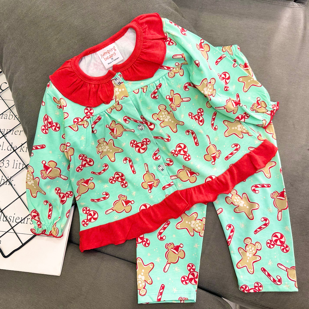 10- 23 Ký Bộ tay dài quần dài cho bé thun cotton xuấ.t  babydoll bèo nút - Quần áo cho bé - PikaKid's