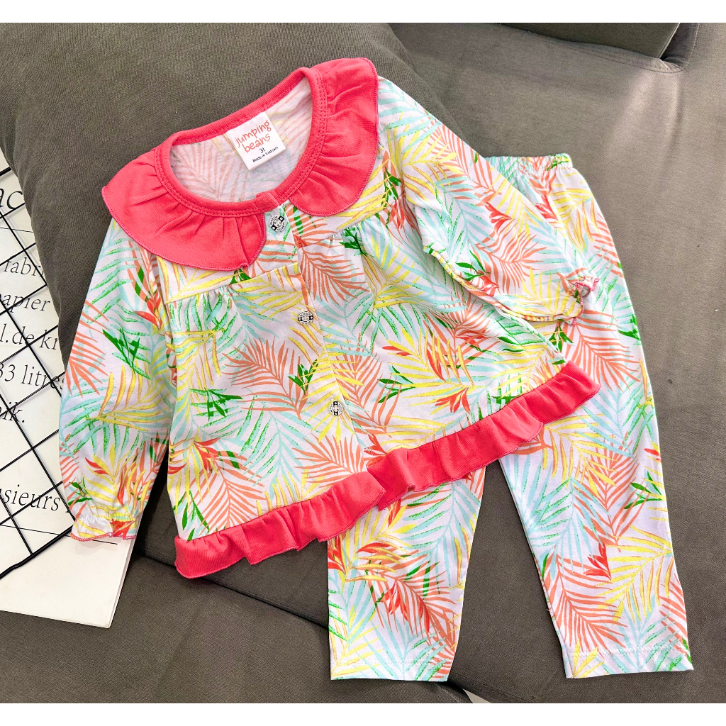 10- 23 Ký Bộ tay dài quần dài cho bé thun cotton xuấ.t  babydoll bèo nút - Quần áo cho bé - PikaKid's