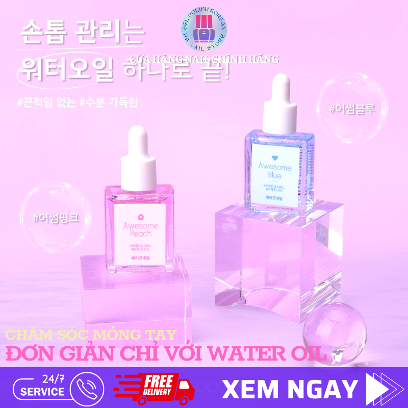 Chăm sóc móng tay khoẻ với tinh dầu cao cấp Very Good Nail từ Hàn Quốc - Với 2 Hương thơm Blue Mind và Awesome Peach10ml