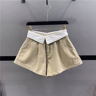 Quần short jean lưng lật trắng