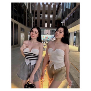 Quần short jean lưng lật trắng