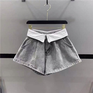 Quần short jean lưng lật trắng