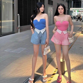 Quần short jean lưng lật trắng