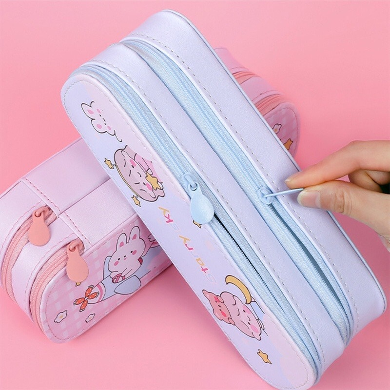 Hộp Bút Hai Lớp Chống Thấm Nước Họa Tiết Hoạt Hình Đáng Yêu Phong Cách Nhật Bản,Hộp Đựng Bút Hai Ngăn Sức Chứa Lớn