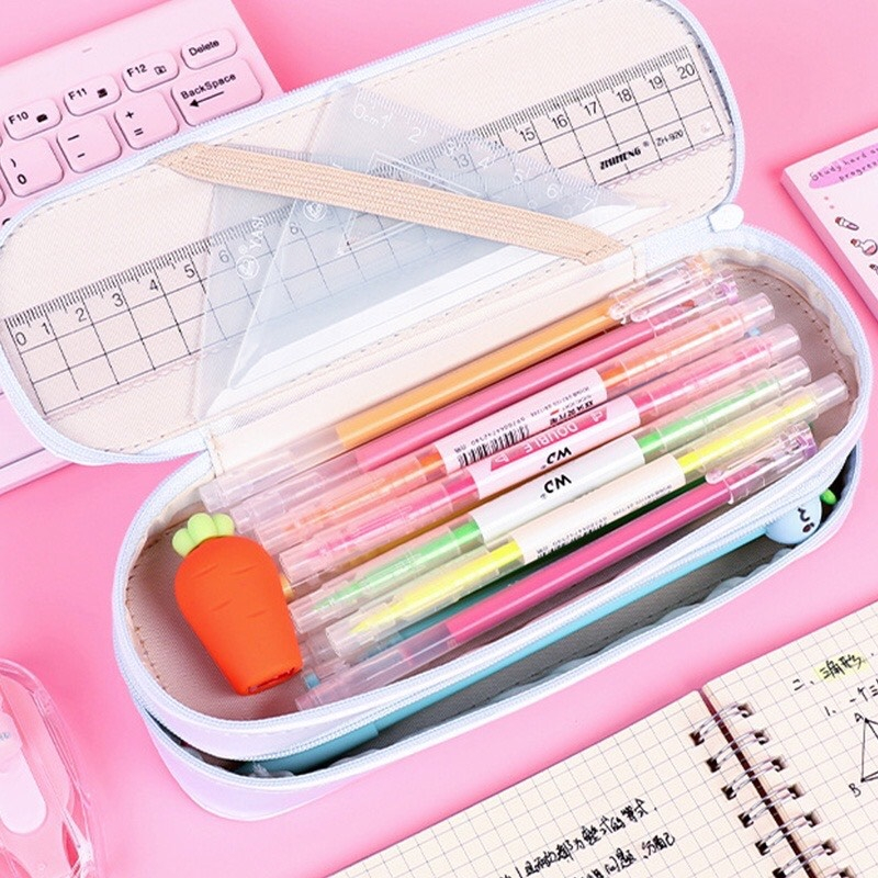 Hộp Bút Hai Lớp Chống Thấm Nước Họa Tiết Hoạt Hình Đáng Yêu Phong Cách Nhật Bản,Hộp Đựng Bút Hai Ngăn Sức Chứa Lớn