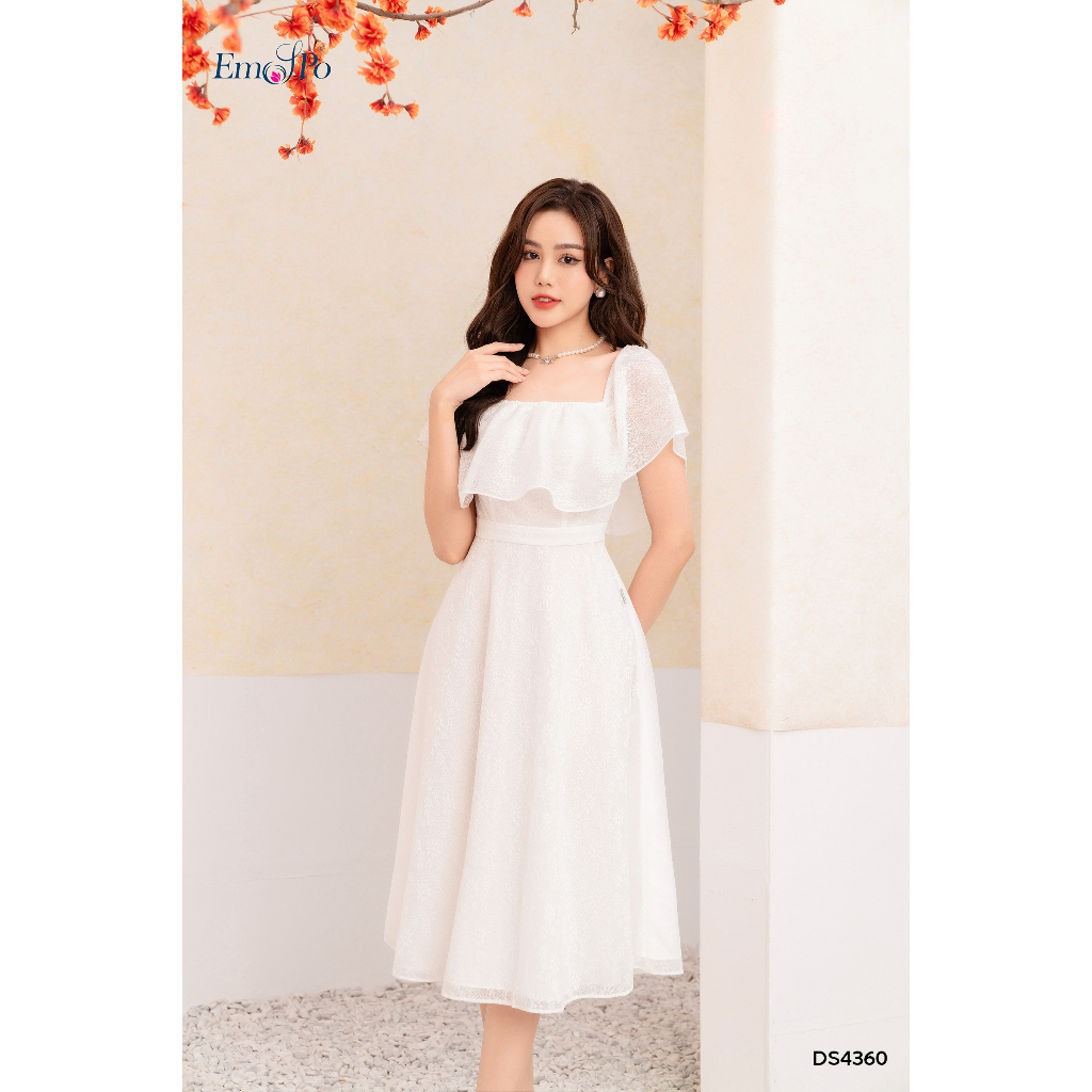 Đầm xòe trễ vai bèo ngực dây vai EMSPO DS4360