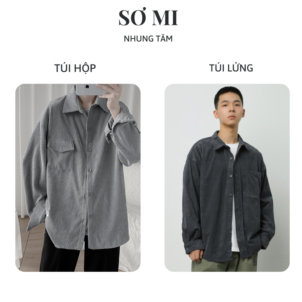 Áo Sơ Mi Nam Nữ Dài Tay Chất Vải Nhung Tăm Kiểu Dáng Basic Dài Tay Oversize Nhiều Màu