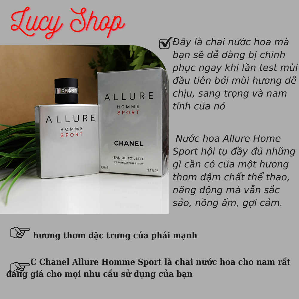 Nước Hoa Chiết Nam Sang Trọng Cao Cấp Allure Homme Sport Thơm Lâu 10ml Hương Thơm Nam Tính Cuốn Hút- Lucy Shop | BigBuy360 - bigbuy360.vn
