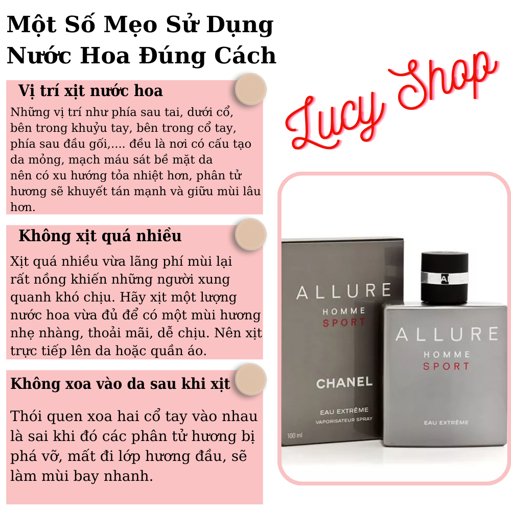 Nước Hoa Chiết Nam Sang Trọng Cao Cấp Allure Homme Sport Thơm Lâu 10ml Hương Thơm Nam Tính Cuốn Hút- Lucy Shop | BigBuy360 - bigbuy360.vn