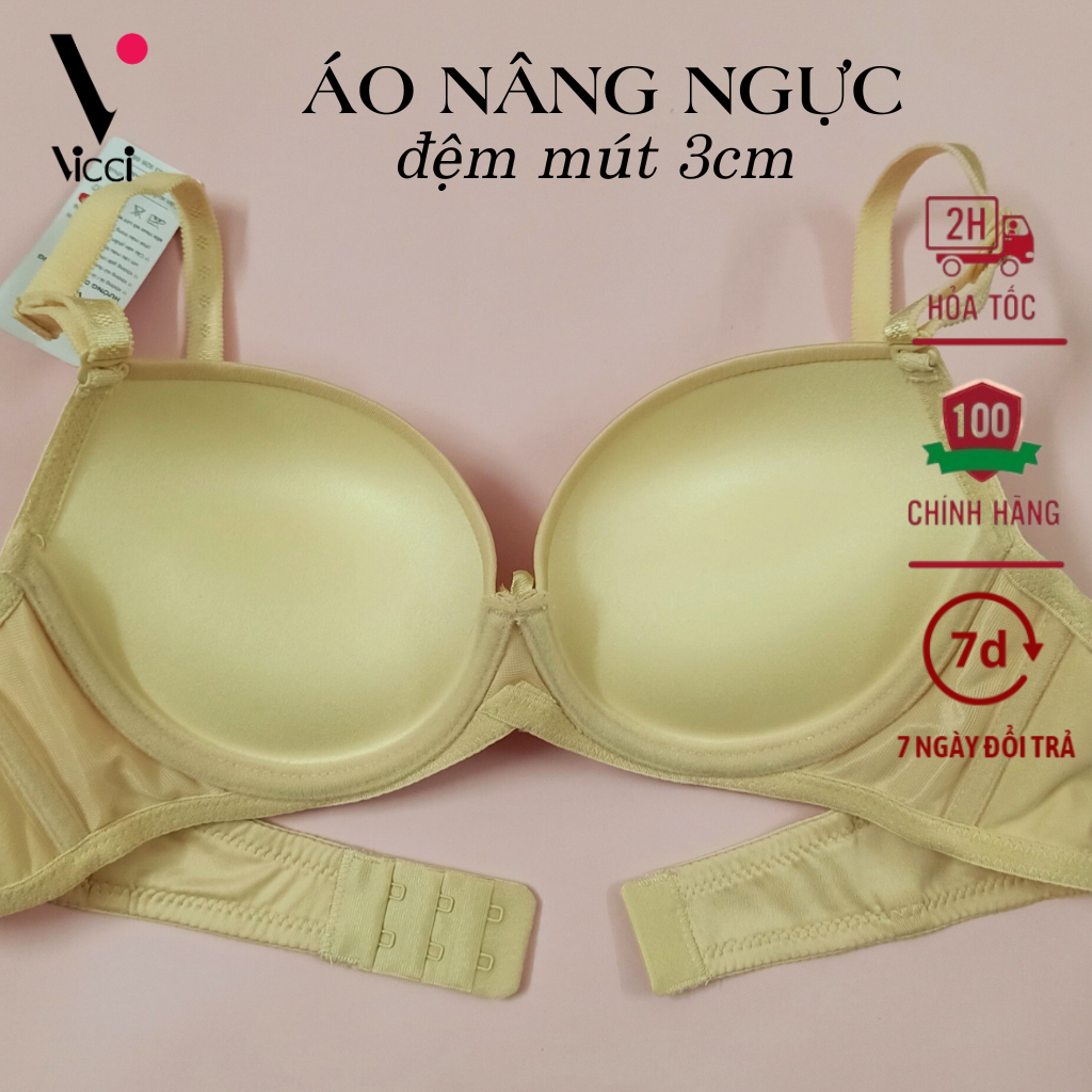 [BST mới] Combo 2 áo ngực nữ trơn đệm mút dày 3 cm Vicci AV.01 có gọng nâng đẩy ngực