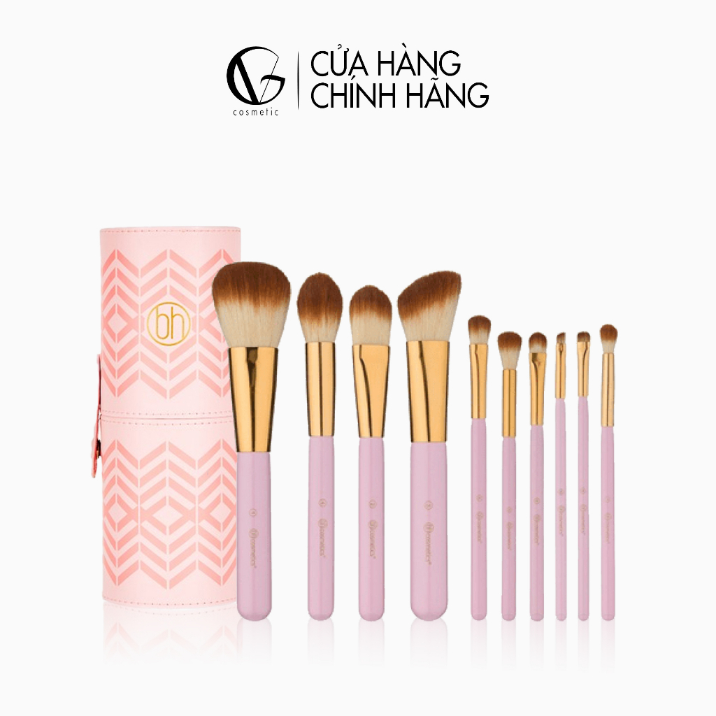 Bộ Cọ Trang Điểm Make Up Cá Nhân GUVIET Set 11 Cây Có Cốc Đựng