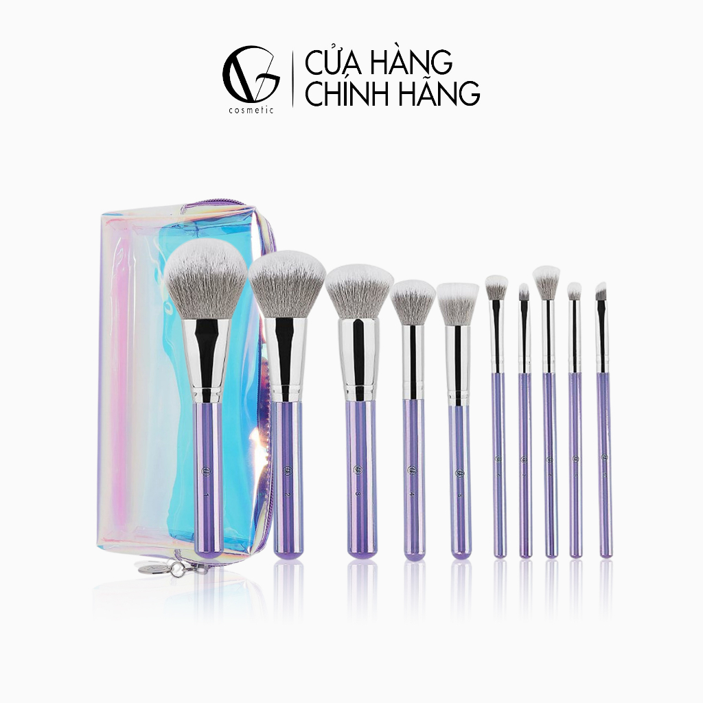 Bộ Cọ Trang Điểm BH COSMETICS Hello Holo 10 Cây Kèm Theo Túi Đựng Rất Tiện Lợi Xinh Xắn