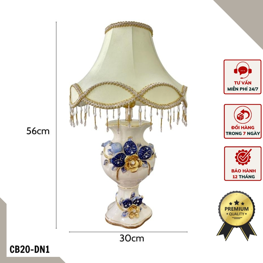 ĐÈN NGỦ HỌA TIẾT HOA LỰU NỔI - CB20-DN1