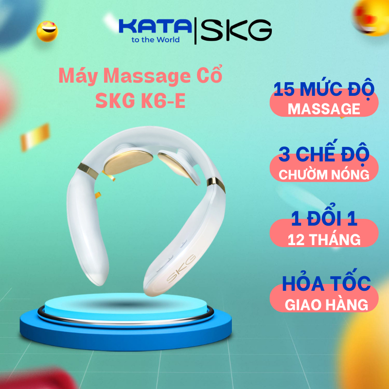 Máy Massage Cổ SKG K6E mát-xa cho da nhạy cảm,không mẩn ngứa,khó chịu với tấm điện cực mạ vàng 24K