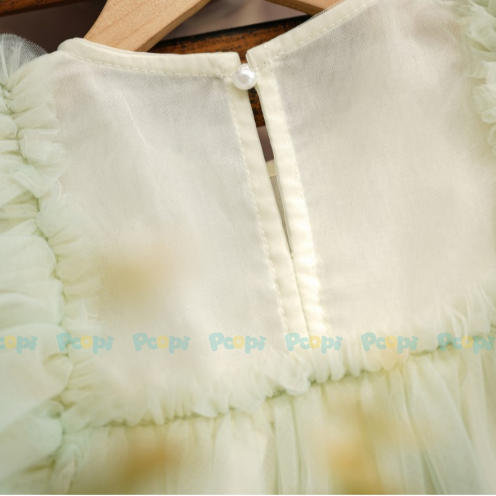 Váy Công Chúa Bé Gái Poopi Kiểu Cánh Tiên Đính Nơ Cho Bé Mặc Dự Tiệc, Đầm Bé Gái Mùa Hè Mặc Đi Chơi Đi Học