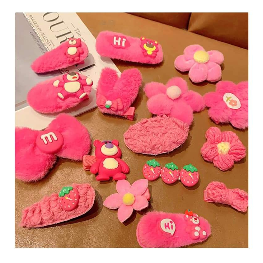 Set 8 kẹp len họa tiết gấu dâu lotso cute